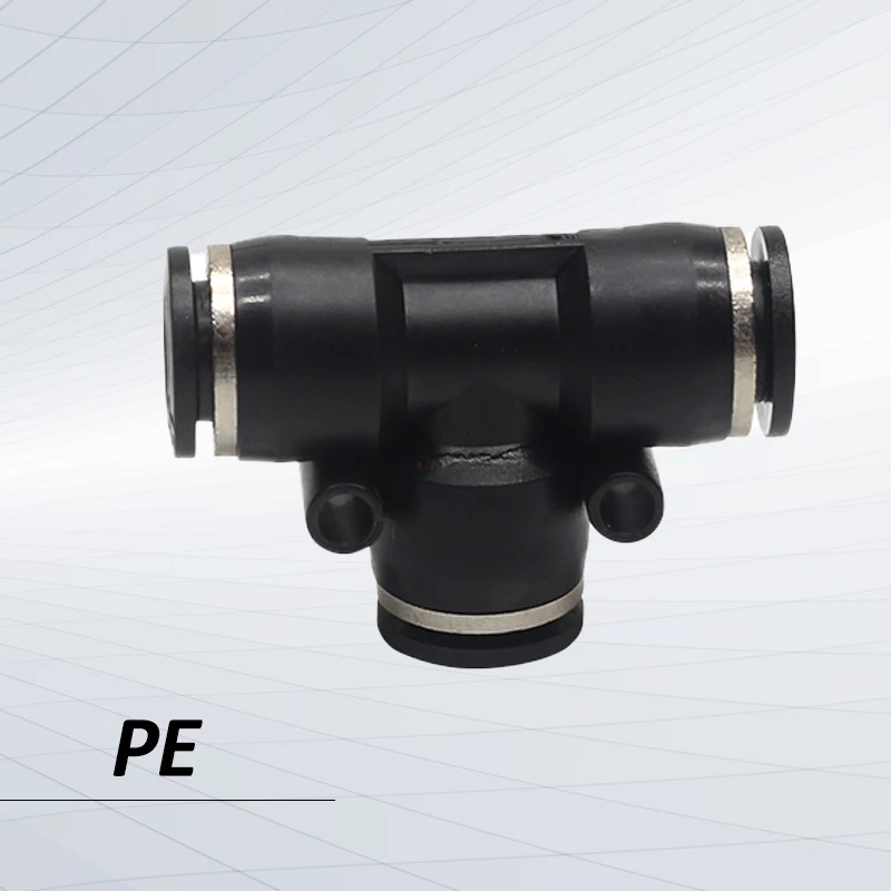

10pcs PE4 PE6 PE8 PE10 PE12 PE14 PE16 one touch pneumatic tee connector air hose coupling union t pipe pe fitting