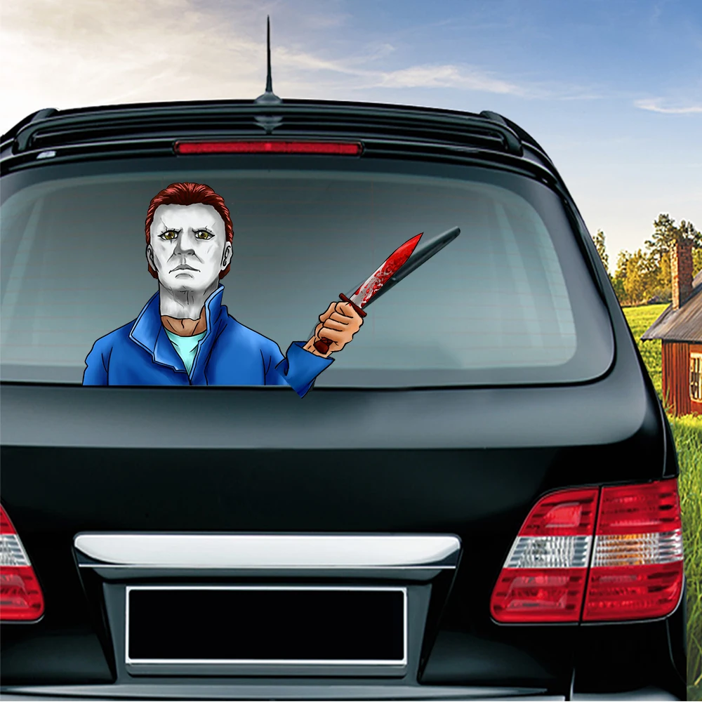 

Horrible Killer Michael Removable Waving Wiper PVC Rear Window Windshield Wiper Stickers Auto Decoration Accessories Car-styling