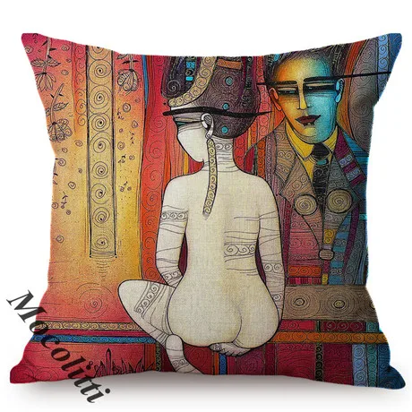 Ancient Rome Beautiful Woman Portrait Sexy Abstract Oil Painting Art Home Decoration Cushion Cover Linen Sofa Throw Pillow Cover M135-2