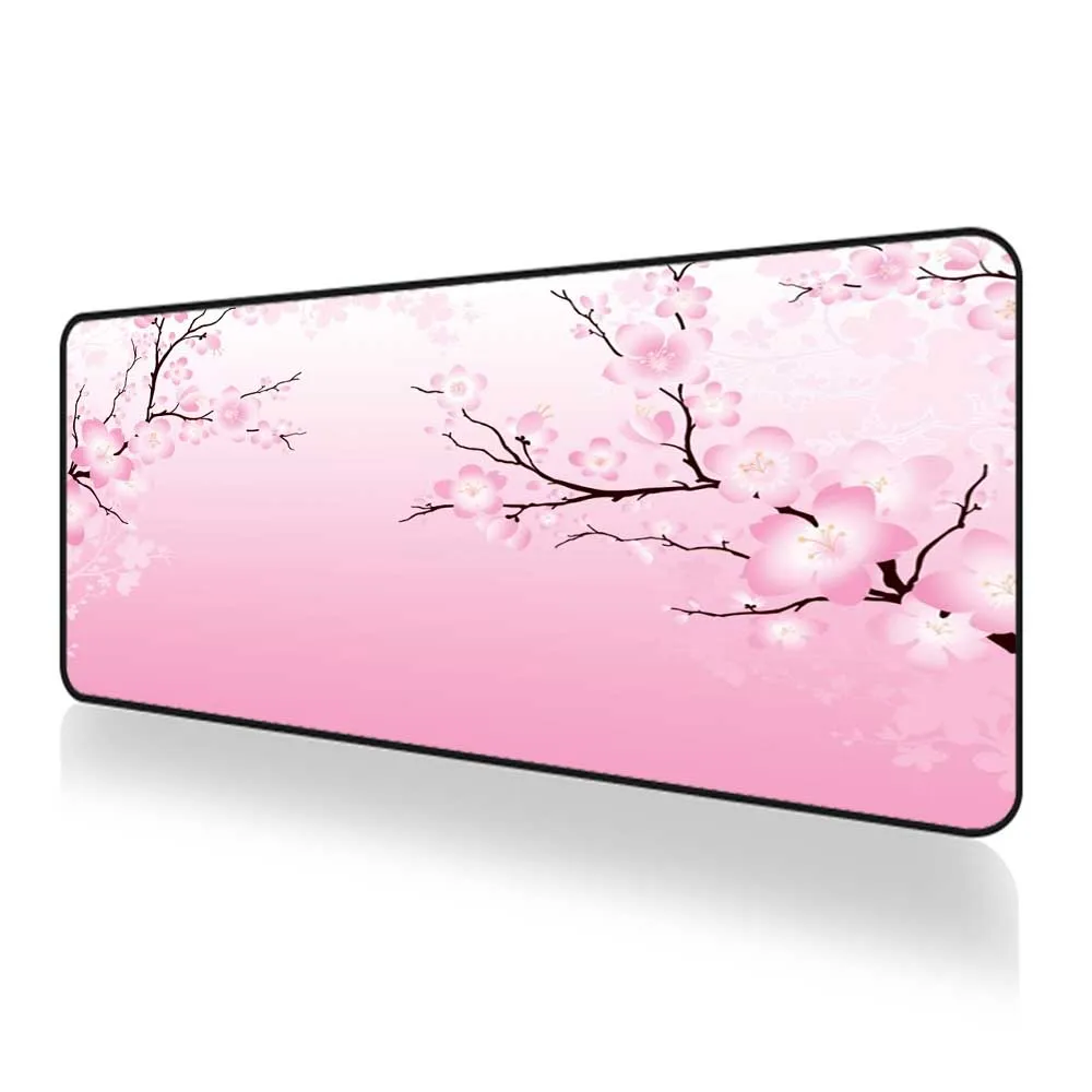 

Pink Mouse Pad for Gaming Sakura Large Mousepad Black and White Xxl Carpet for Desk Extended Pad Slipmat 900x400 Rubber Stitch