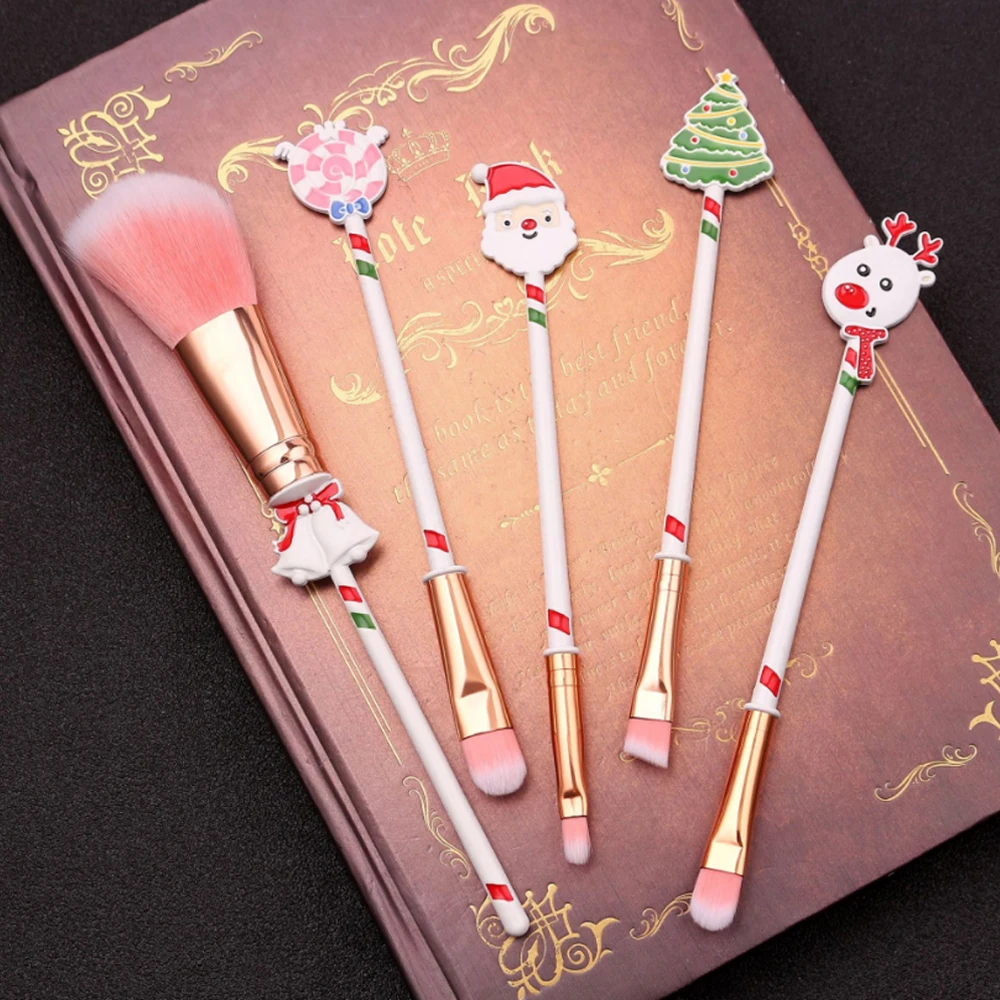 Newest-5pcs-Christmas-Makeup-Brushes-Set-Foundation-Blending-Power-Eyeshadow-Eyebrow-Eyeliner-Brush-Cosmetic-Brushes-Tool