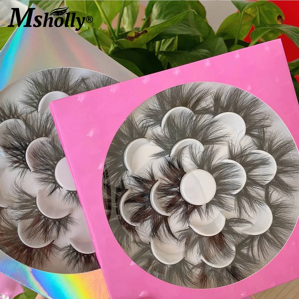 

7 Pairs 3D/5D 25mm Mink False Lashes Wholesale Packaging Boxes Fluffy Messy Wispy Natural Fake Eyelashes Makeup Tools Bulk Lash
