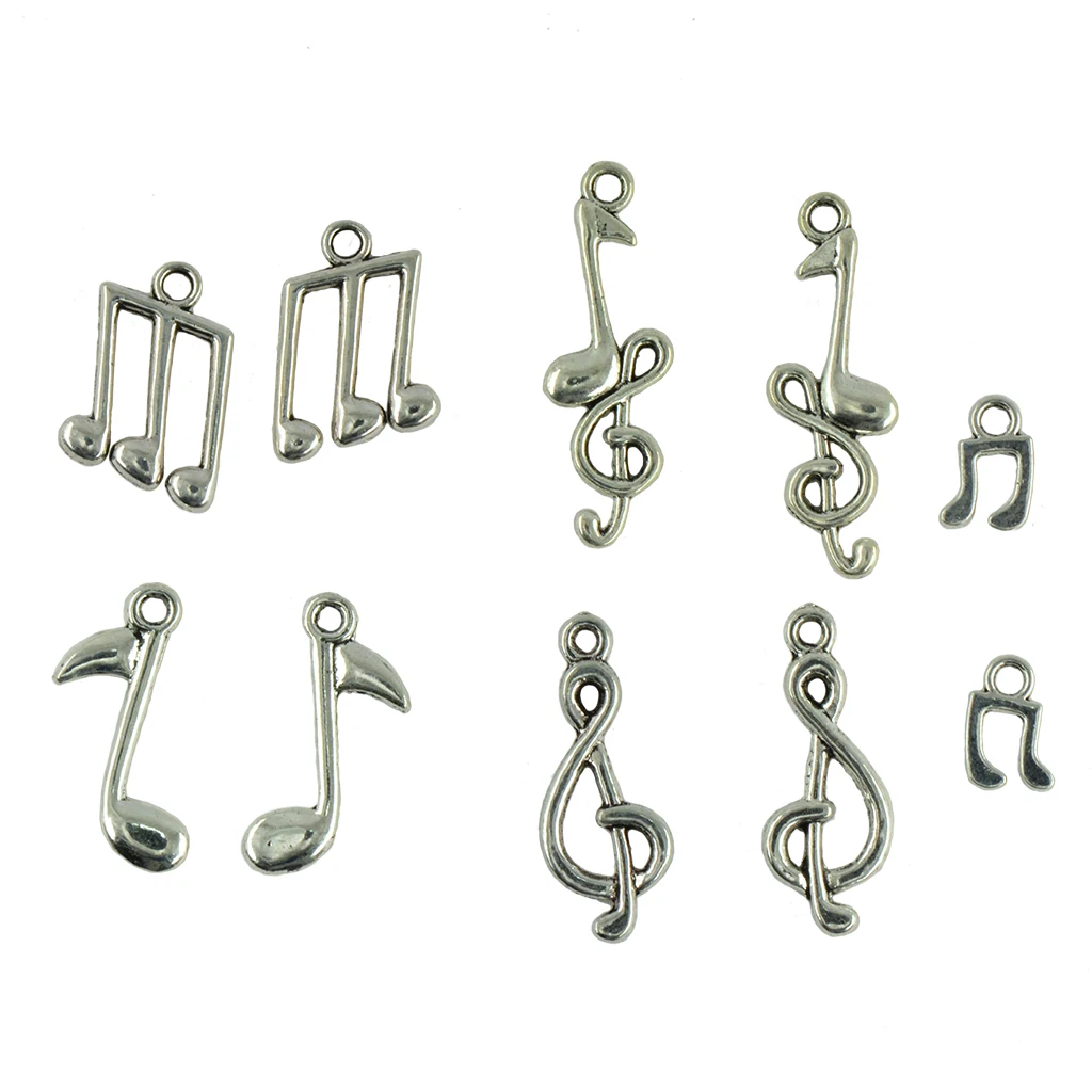 80pcs Assorted Charms Musical Note Symbol Tibetan silver color Plated Pendants Antique Jewelry Making Bracelet DIY Handmade Craft
