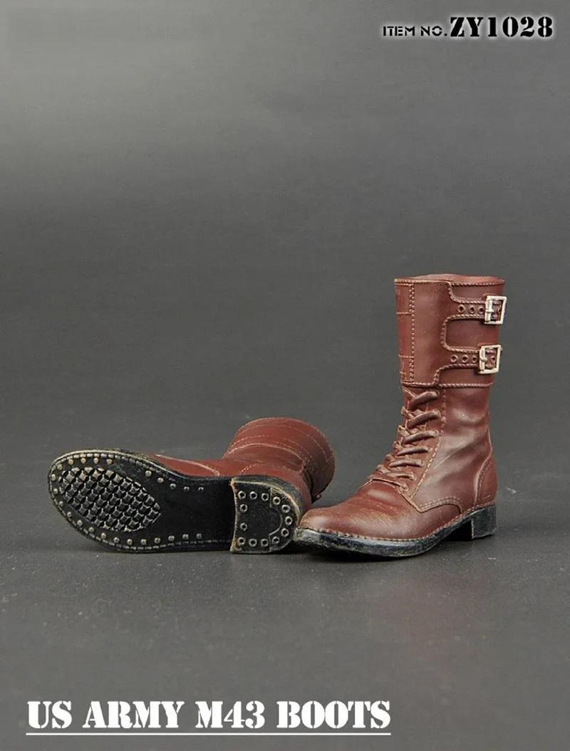 Brown Color ZY1028 1/6 Scale WW II U.S. Army M43 Combat Boots Brown Color ZY1028 1/6 Scale WW II U.S. Army M43 Combat Boots