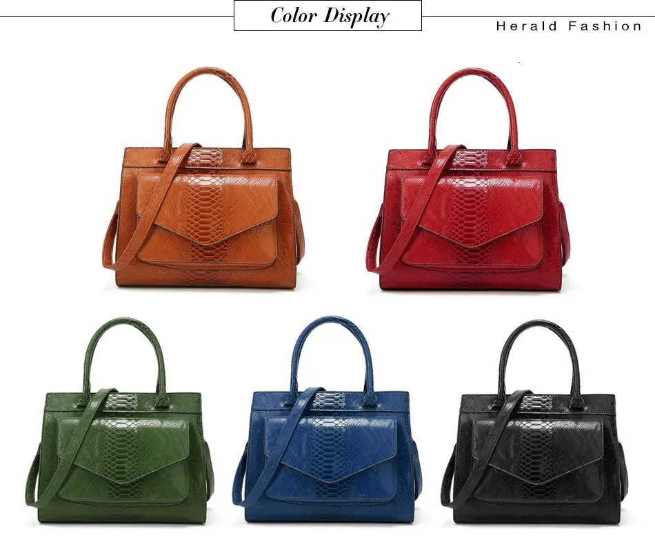 Herald модная змеиная женская сумка с верхней ручкой, женская кожаная сумка на плечо, повседневная сумка, высокое качество, винтажная женская сумка