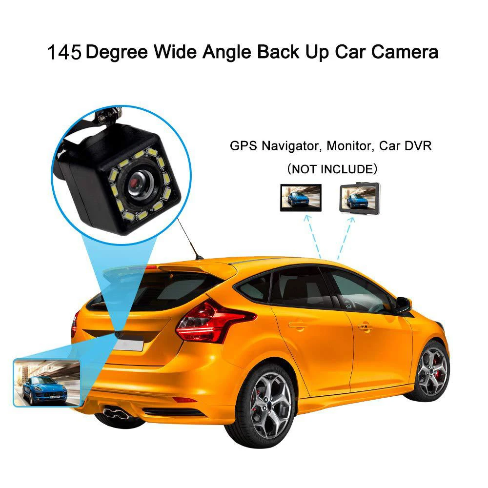 

Universal Car Rear View Camera 12 LED Night Vision Backup Parking DVR Waterproof 145 Wide Angle HD Camorder