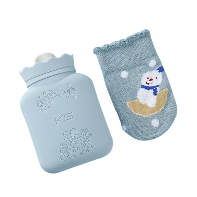 SL Hot Warmer Hot Water Bottle Microwave Heating Bottle Silicone Hot Water Bag with Knit Cover Gift for Birthday Christmas Dropship - Цвет: SL