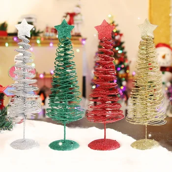 

Artificial Mini Christmas Tree Tabletop Decoration Iron Crafts Window Restaurant Front Desk Store Ornaments Xmas Gift Top