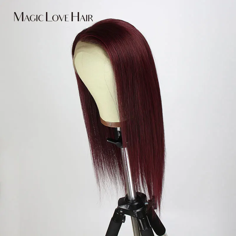 Magic Love 13x6 Lace Front Human Hair Wigs Pre Plucked With Baby Hair Brazilian Straight 99J Wigs For Black Women