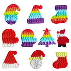Juguetes antiestrés para niños y adultos, Popits de silicona con burbujas de empuje para aliviar el estrés, regalo de Navidad
