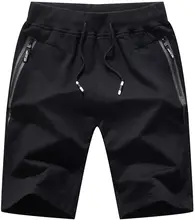 Mens Casual Sports Shorts with Elasticated Waist Zip Pockets