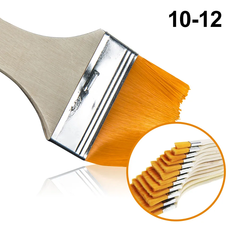 

10-12 Nylon Hair Painting Brush Oil Watercolor Water Powder Propylene Acrylic Differeent Size Paint Brushes School Art Supply