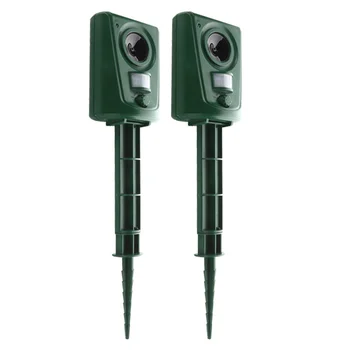

2pcs Garden Ultrasonic Animal Deterrent Infrared Sensor Motion Sensor Dog Cat Raccoon Rabbit Animal Dispeller without Battery