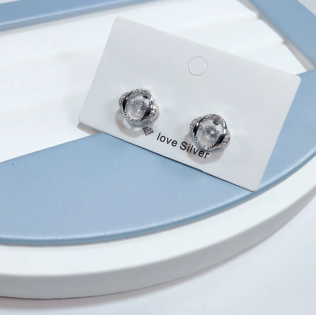 

925 Sterling Silver Zircon Noble Jewelry Cute/Romantic Wedding O Magnificent Christmas Fashion Stud Earrings For Women Shining