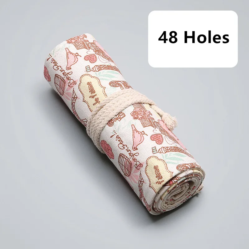 48 Holes 50 шт. модные Эйфелева башня обоев школьный пенал холст 24/36/48/72 Отверстия большой пенал для девочек мальчиков ручка канцелярских принадлежностей - Цвет: 48 Holes