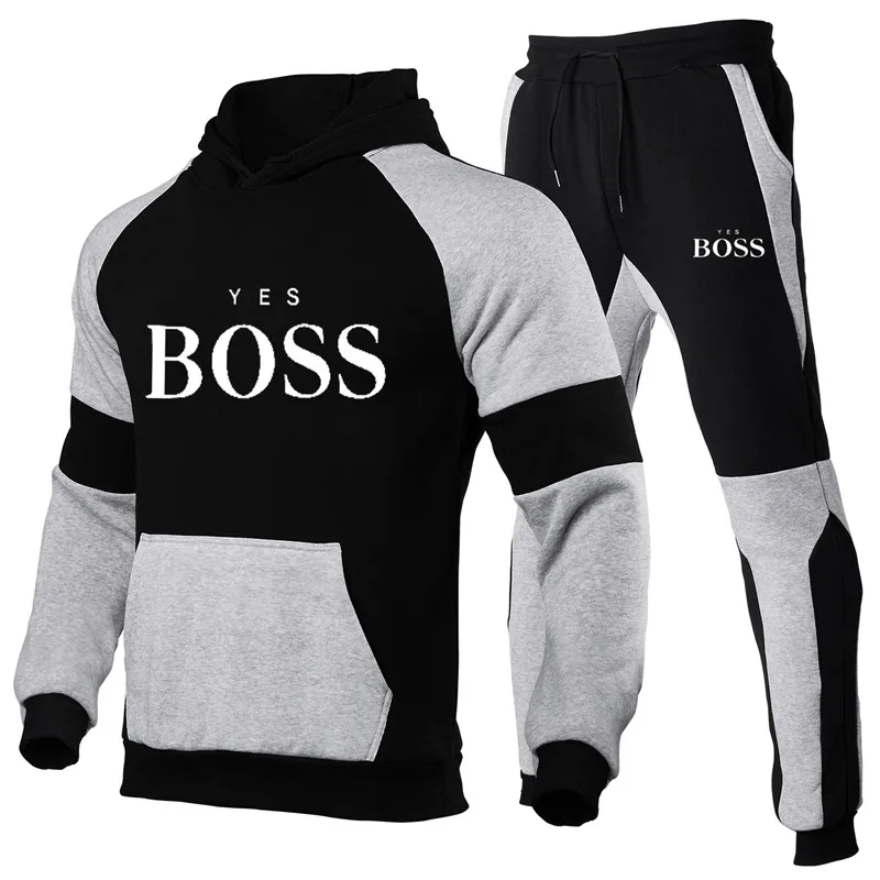 

High quality brand hot sale sportswear men's hooded letter printed sweatshirt + pants pullover autumn and winter sportswear casu