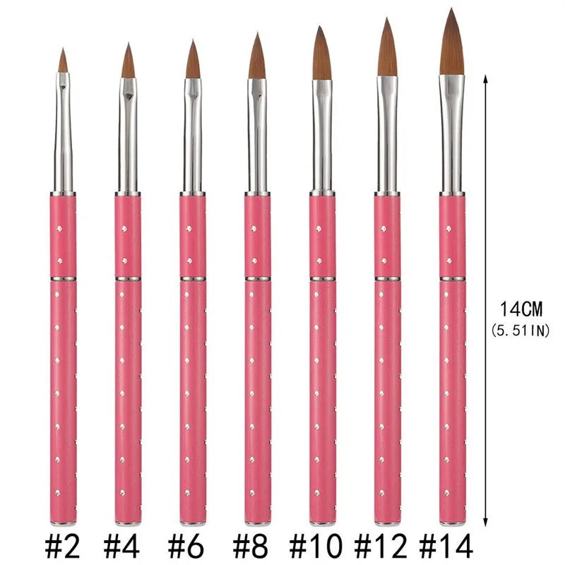 

Dot Pattern Nail Art Brush Metal Handle with Diamond Hair Pencil Painting Carving Pen Professional Manicure Beauty Tool