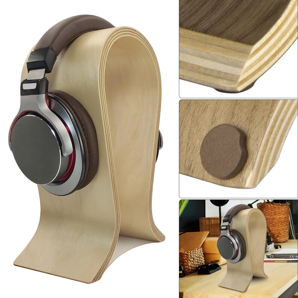 Wood Headphone Stand Wooden Brich Headphones Display Stand Wood Headset Holder Desk Display Hanger For All Headphone Size