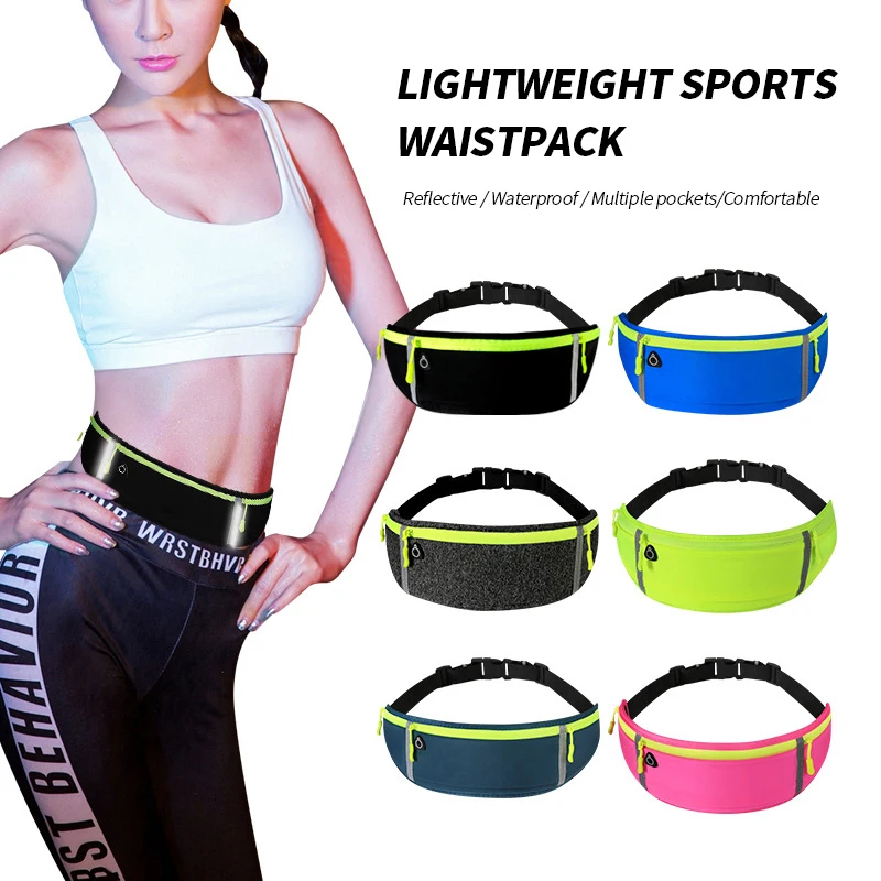 

Three Zipper Pockets Running Bag Wateproof Fanny Waist Pack Outdorr Sports Mobile Phone Waist Bag Pouch Belt Fitness Accessories