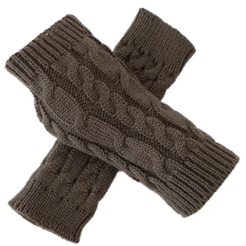 

New Women Twist Crochet Knitted Fingerless Gloves Short Arm Sleeve Hand Warmer Mittens Winter Warm Solid Pure Color