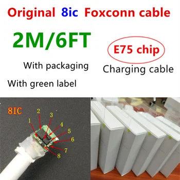 

100pcs/lot 100% Original 2m/6ft 8ic E75 Chip USB charging cable for Foxconn iX XS MAX 8 7 6 Charge cable With packaging