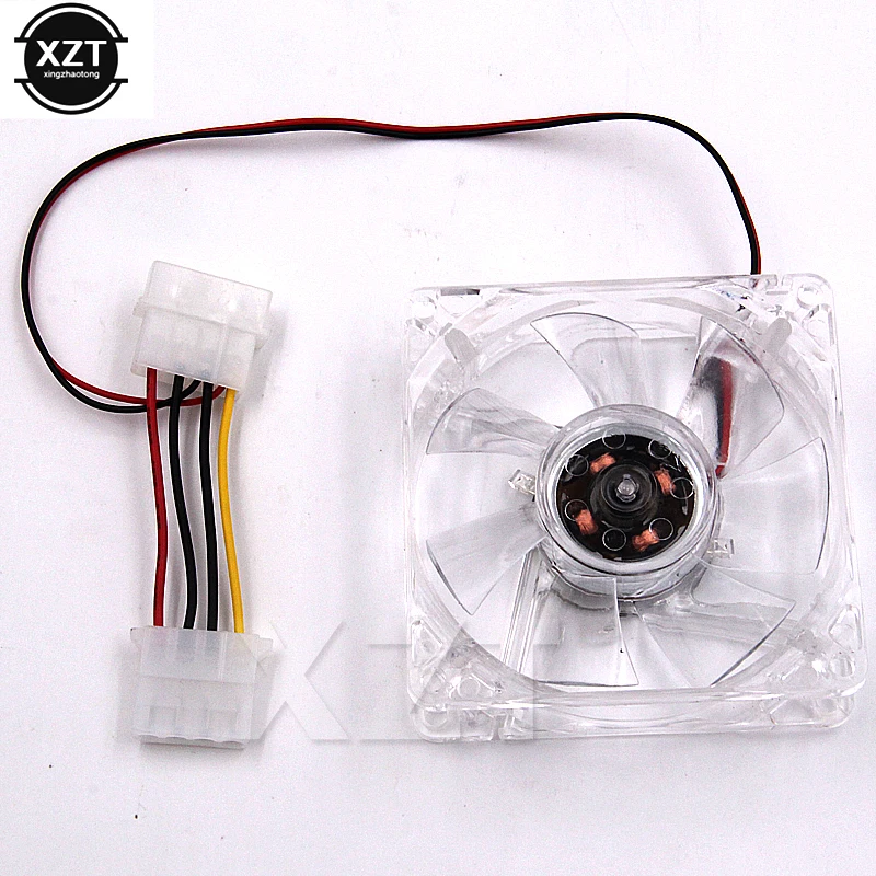 Cooling Fan PC Computer CPU Fan 80mm Blue Led Light 8025 8cm Silent DC 12V LED Luminous Chassis Molex 4D plug Axial fan