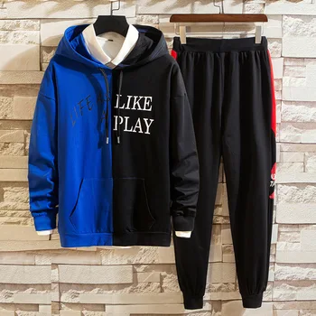 

Men Suit 2019 Autumn Leisure Handsome One Set Sportswear Trend Two-piece Set Student Clothes