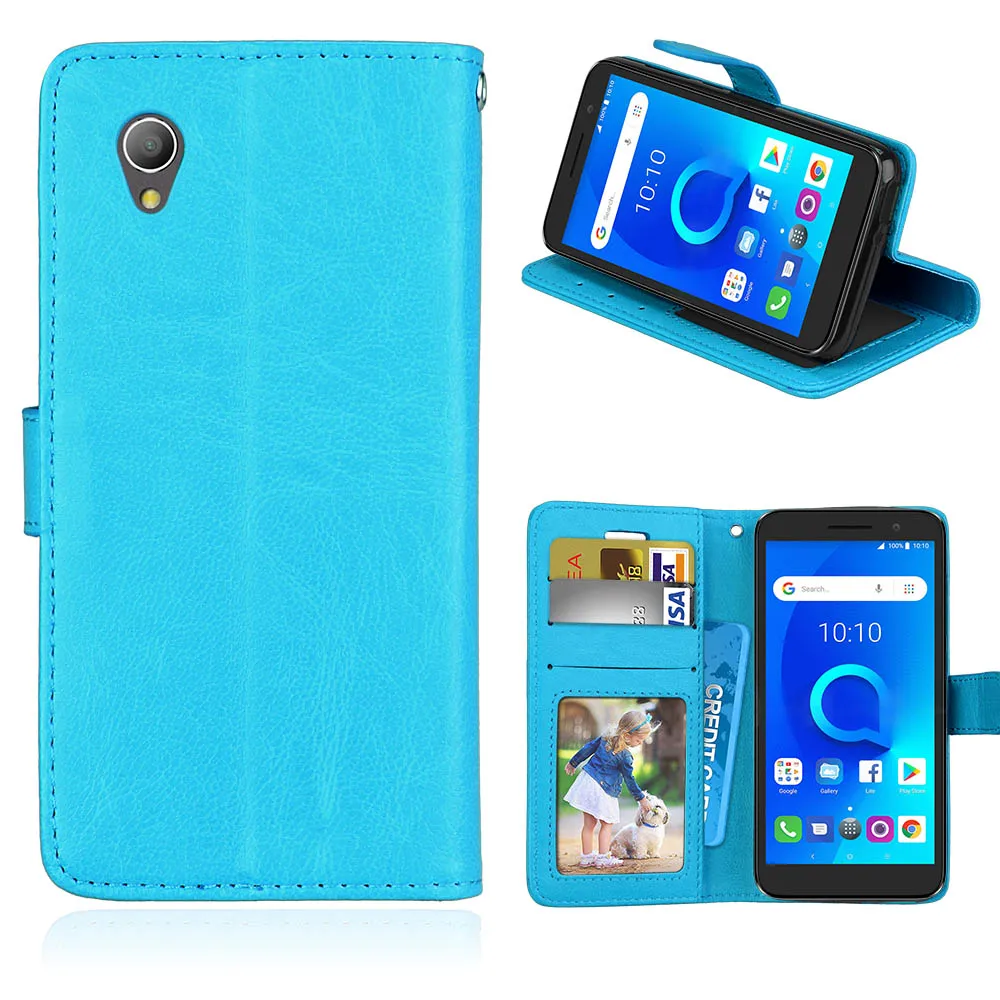 Для Alcatel 1 чехол Флип 5," чехол-кошелек чехол для телефона из искусственной кожи для Alcatel 1 5033D 5033 5033A 5033Y 5033X алькател1 чехол - Цвет: Blue
