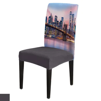 

Spandex Chair Cover Bridge Building Sea Purple Tower Chair Cover Home Decor Hotel Wedding Supplies Dining Chair Cover Stretch