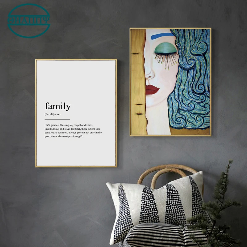 

Retro oil painting girl Wall Art Canvas Painting family Quotes Poster For Living Room Decor Painting Wall Pictures Unframed