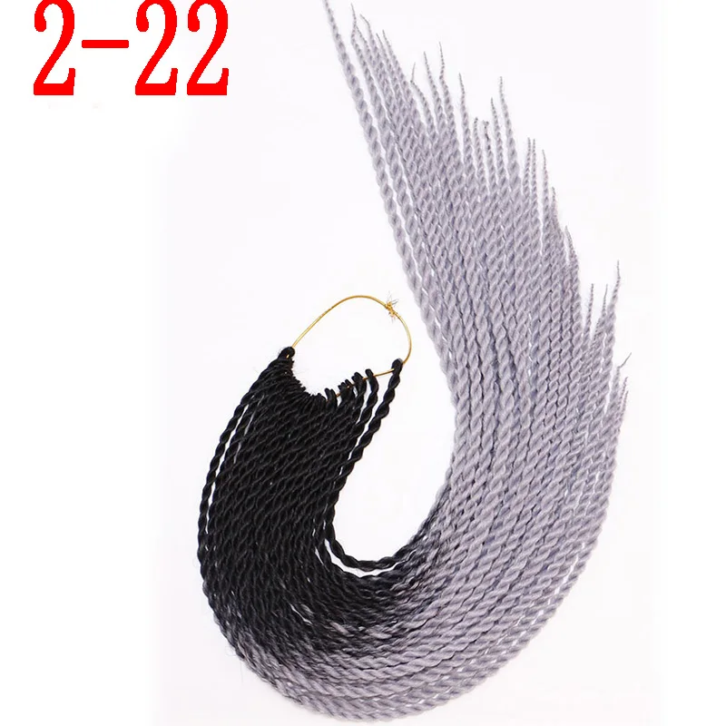 2-22 MERISIHAIR Ombre Сенегальские крученые волосы на крючках косички 24 дюйма 30 корней/упаковка синтетические косички волосы для женщин серый, синий, розовый, бро - Цвет: 2-22