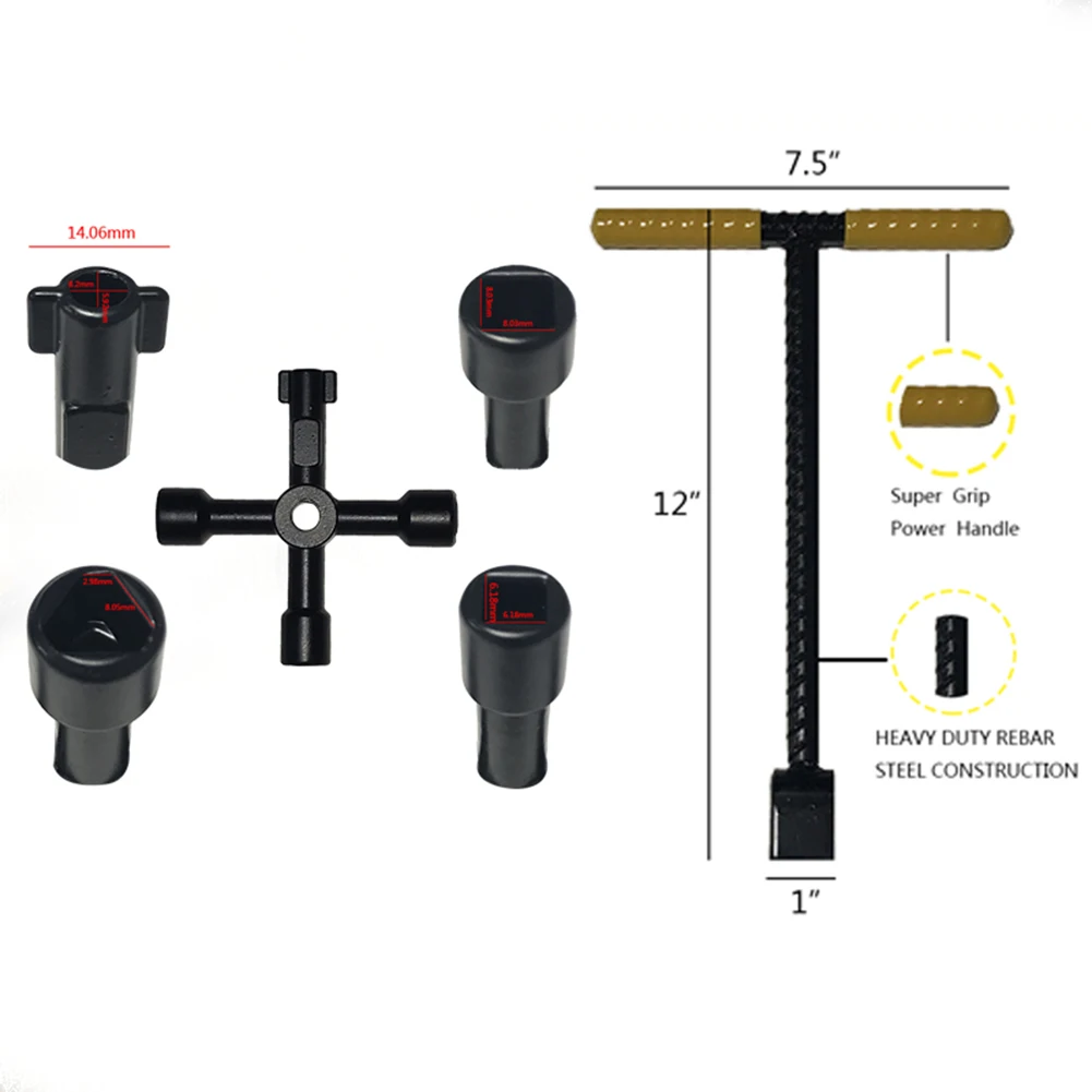 Tools Hand Tools 4 Ways Plumber Utility Key THandle Lock Valve Key Water Meter Key Kit Thandle