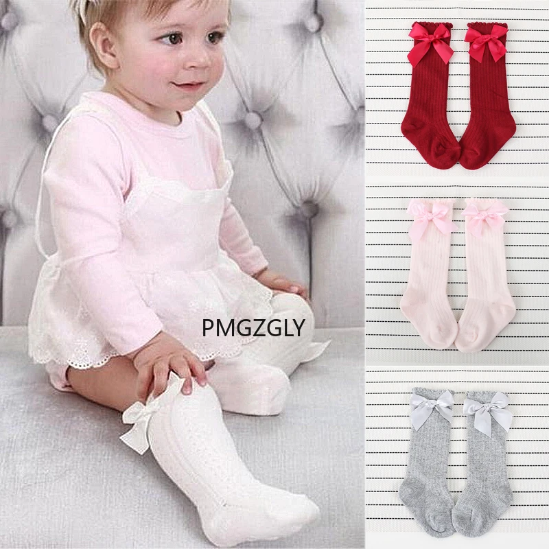 Cotton Socks Cotton Knee Socks Children Socks Kids Socks autumn Toddlers Girls Big Bow Knee High Long Soft Cotton Lace Baby Socks Kids Warm Christmas non-slip