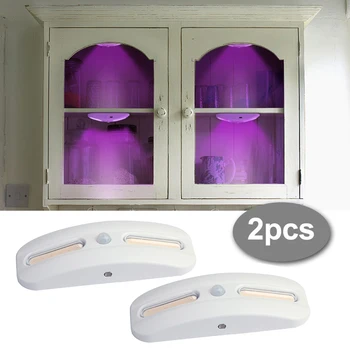

2pcs Germicidal Disinfection Lights Violet Bedroom Kill Dust Motion Sensor Showcase Lamps Sterilization USB Rechargeable Kitchen