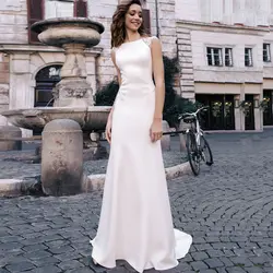 2019 Свадебные платья русалки с рукавами-крылышками Vestido De Noiva глубокой круглой декольте апплике развертки свадебное платье с длинным подолом