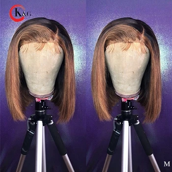 

KungGang 13*6 8”-14" Lace Front Human Hair bob Wigs With Baby Hair Brazilian Non-Remy Middle Ratio Deep Part Lace Wigs