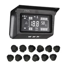 Wonvon energia solar sem fio tpms sistema de monitoramento pressão dos pneus 188psi sensor externo para 12 rodas/18 rodas caminhão ônibus
