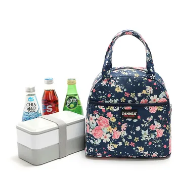 

Floral Tote Fresh-keeping Lunch Case Waterproof Insulation Bags Outdoor Carrying Lunch Box Container
