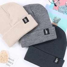 Skullies Beanies Hat Bonnet Letter Knitted Hip-Hop Winter Unisex Women Solid-Cap Casual