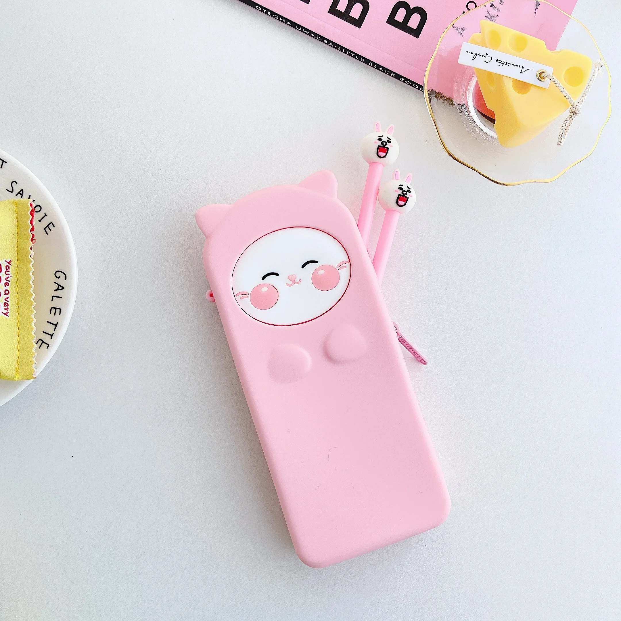 flat pencil case Чехол-карандаш мультфильм карандаш динозавр сумка для детей девочки подарок офисные школьные принадлежности кавайи канцелярские Силиконовые молнии Карандаш Чехол - Цвет: flat pencil case