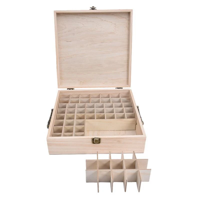 

62 Slot Wooden Essential Oil Storage Box Solid Wood Case Holder Large Capacity Aromatherapy Essential Oil Bottle Organizer
