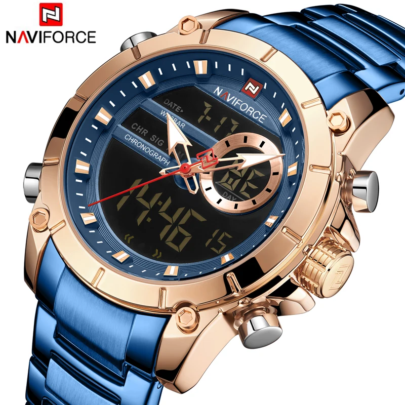 Часы наручные NAVIFORCE Мужские кварцевые брендовые роскошные дизайнерские