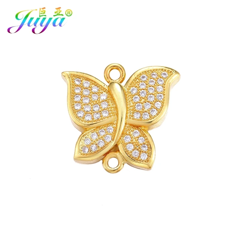 Gold Juya DIY материал для бижутерии медь микро проложить Циркон Крылья Ангела листья с отверстиями для крепления подвески для ручной работы браслет серьги изготовление - Окраска металла: Gold