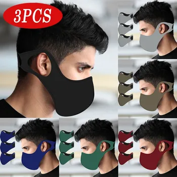 

3PC Adult Outdoor Solid Face Mask Windproof Dustproof Reuse Protective Mask Washable Breathable Cycling Mask masque mascarillas