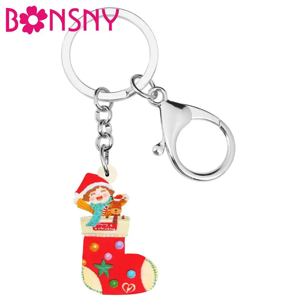 Bonsny акриловые рождественские брелки для женщин девушек мужчин подарки|Брелоки| |
