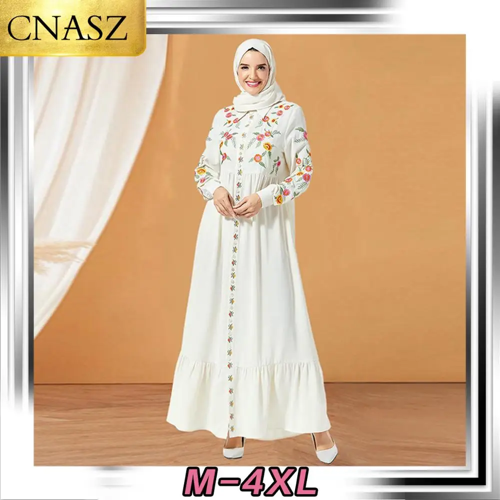 Мусульманское платье в дубайском стиле, мусульманская Турция, Цветочная вышивка, Средний Восток, модное удобное многослойное