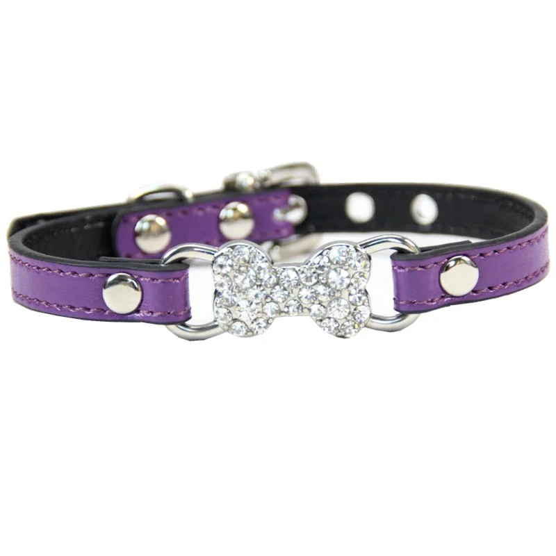 Pet Cat Collar With Diamond Bone Adjustable Dogs Cats Collars Control Handle Training Pet Puppy Kitten Collar Pet Supply Product