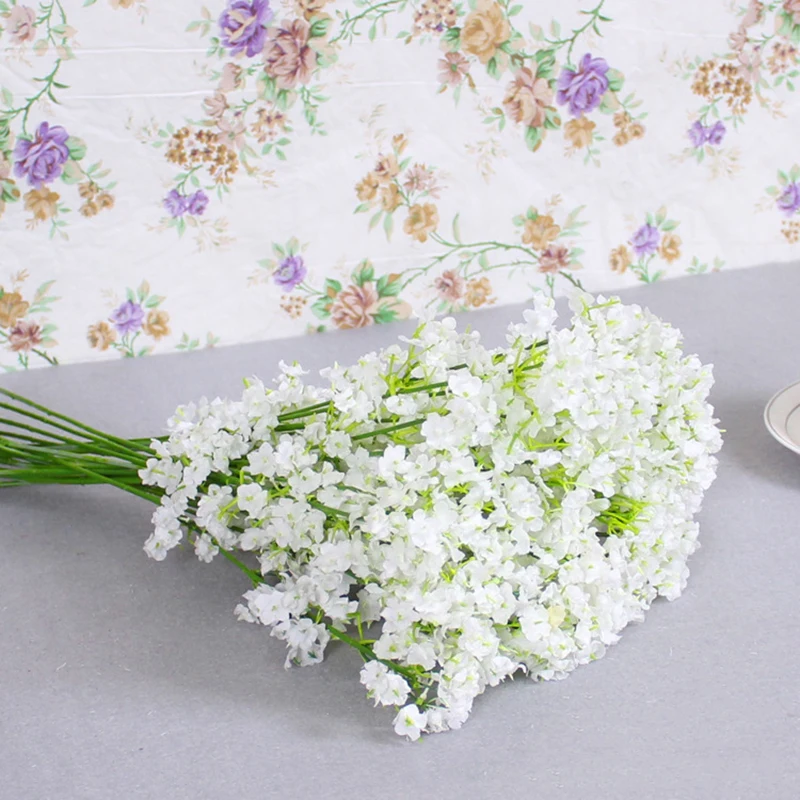 Искусственные Искусственные цветы белого и зеленого цвета для свадьбы, дома, деко Гипсофилы, сделай сам, Цветочные букеты, композиция, искусственный цветок