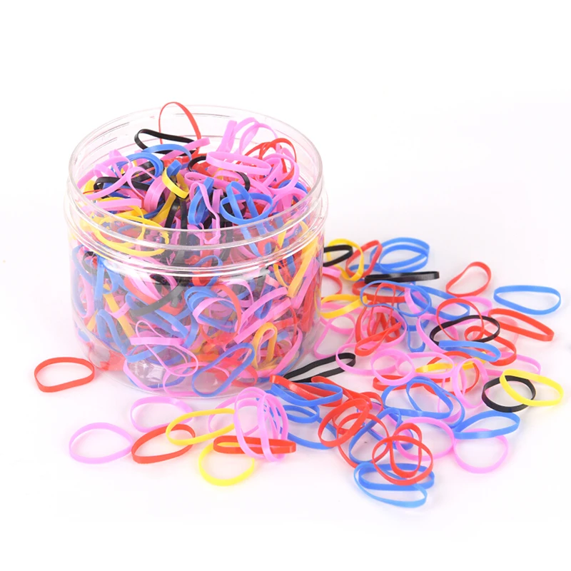 500 шт./кор. из прозрачной резины Hairband Веревка силиконовый хвост держатель эластичный ТПУ; резинка для волос с галстуком-бабочкой резинки кольца нарисованной длинноволосой девочкой, аксессуары