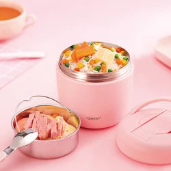 2 Layers 304 Stainless Steel Vacuum Lunch Jar Food Container Pail Insulated Thermal Dinnerware Bento Box 970ml